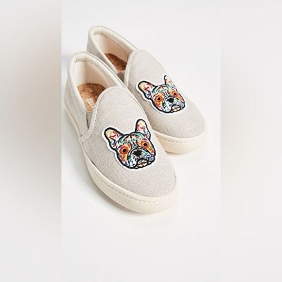 Soludos Shoes - Soludos Frenchie Embroidered Beige Slip On Canvas Shoes size 8